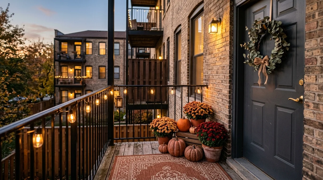 20 Simple apartment fall porch decor Ideas for Small Outdoor Spaces