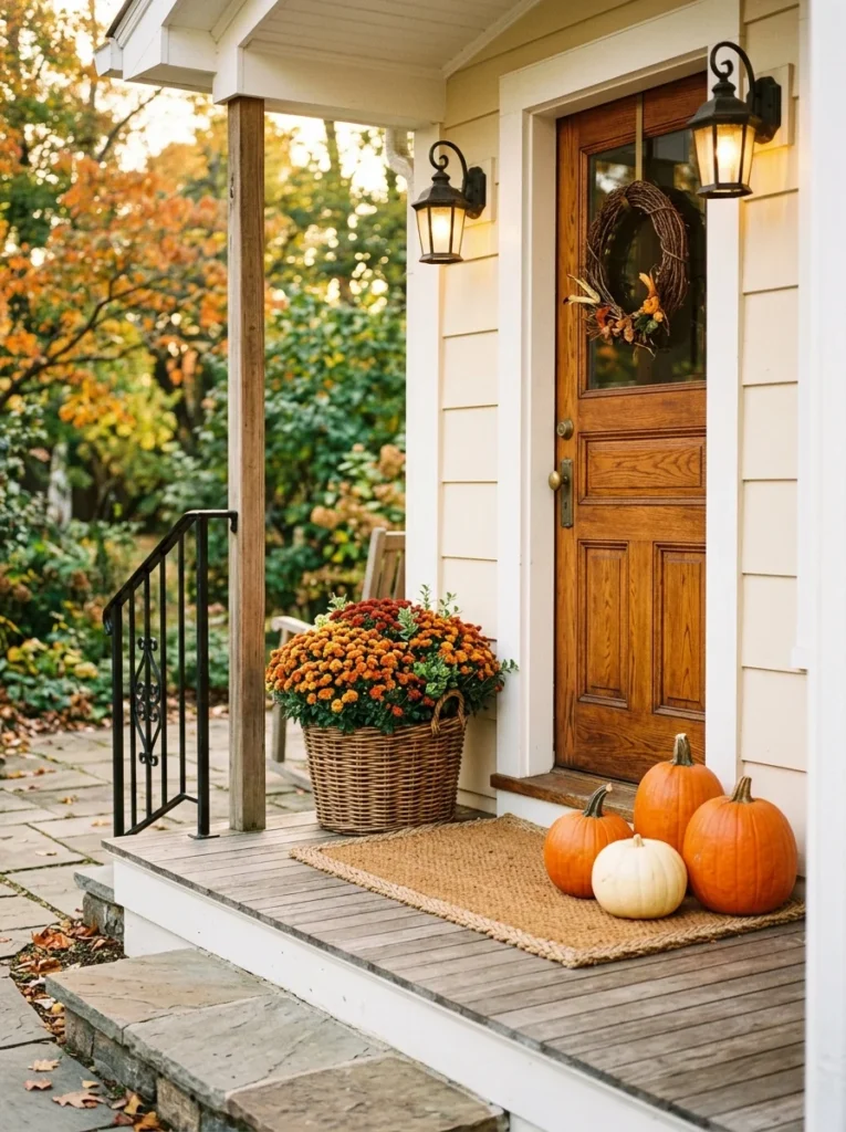  Simple pumpkin porch decor ideas for a warm and welcoming fall entrance.