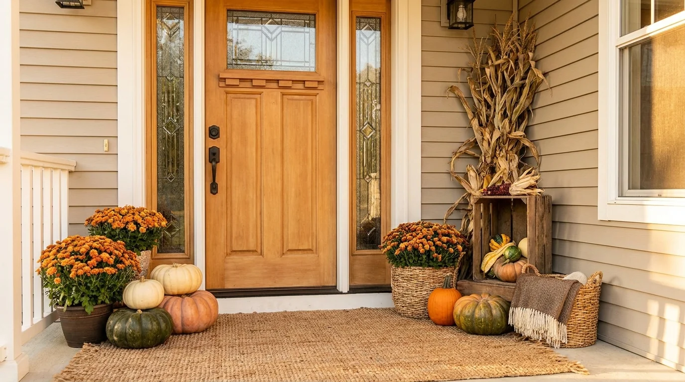 fall harvest porch decor